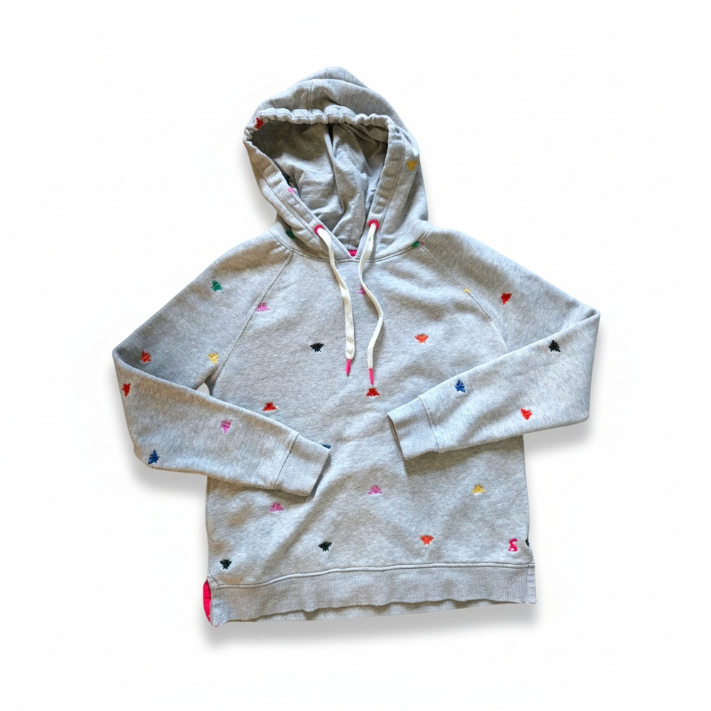 Joules Rainbow Bee Rowley Raglan Hooded Sweatshirt Gray Size 4 - Picture 5 of 12